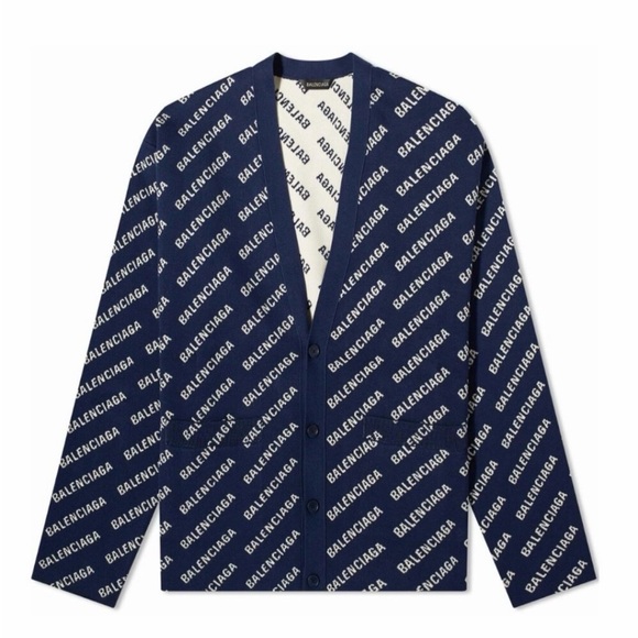 Balenciaga Other - Balenciaga Blue and White Logo Cardigan Size L Unisex